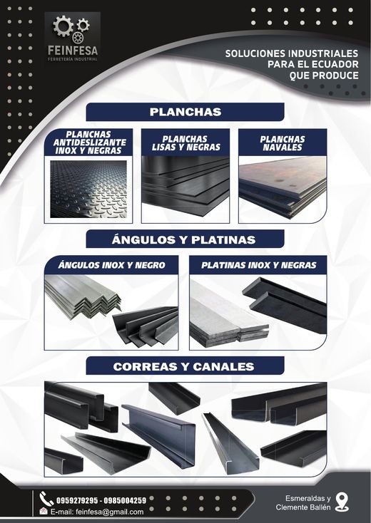 Catálogo de Planchas, Ángulos y Platinas — FEINFESA Ferretería Industrial